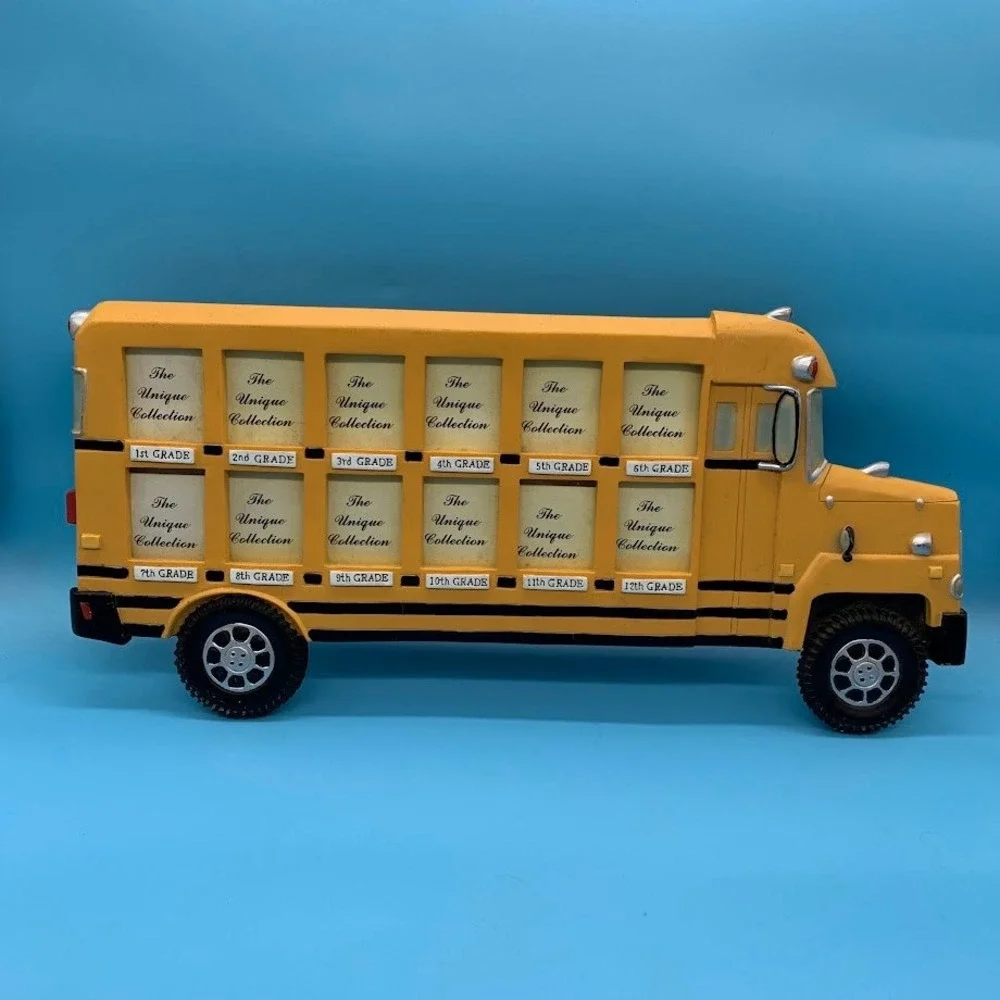 The Unique Collection School Bus Multi Photo Frame 1st-12th Grade Yellow